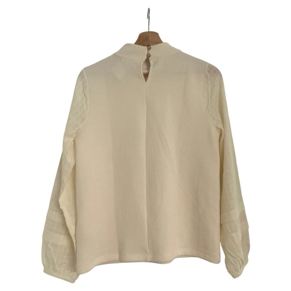 Madewell Weavemix Mockneck Bubble-Sleeve Top size small - Picture 5 of 11